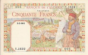 Algerie 1945 - Cinquante francs - 14,5 x 9,30